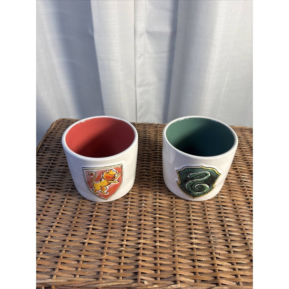 Set Of 2 Rae Dunn Harry Potter Hogwarts‎ Ceramic Ramekins Mugs Cups Soup Bowl